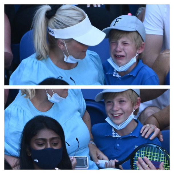 Being struck with a ball at the ATP and then receiving a racket