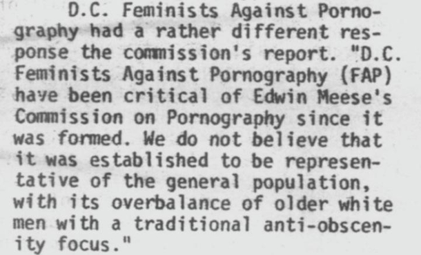 Believe it or not another prominent group was called Women Against Pornography