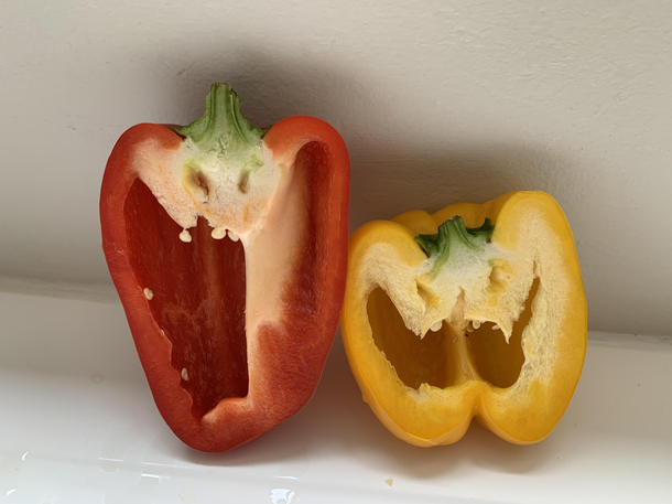 Bell peppers mocking my cutting skills