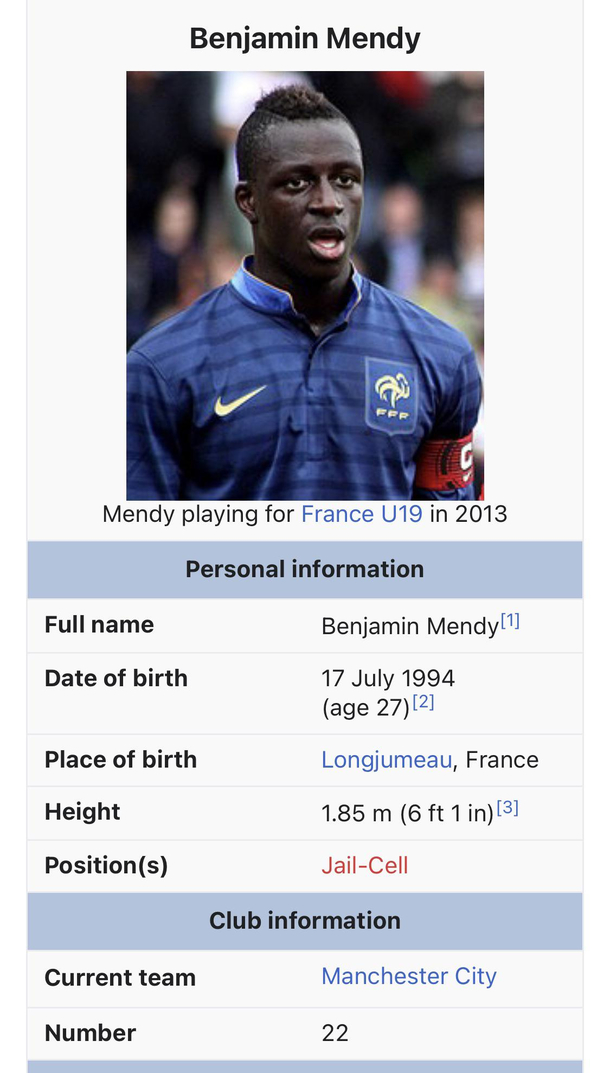 Benjamin Mendys a convicted rapist position on Wikipedia