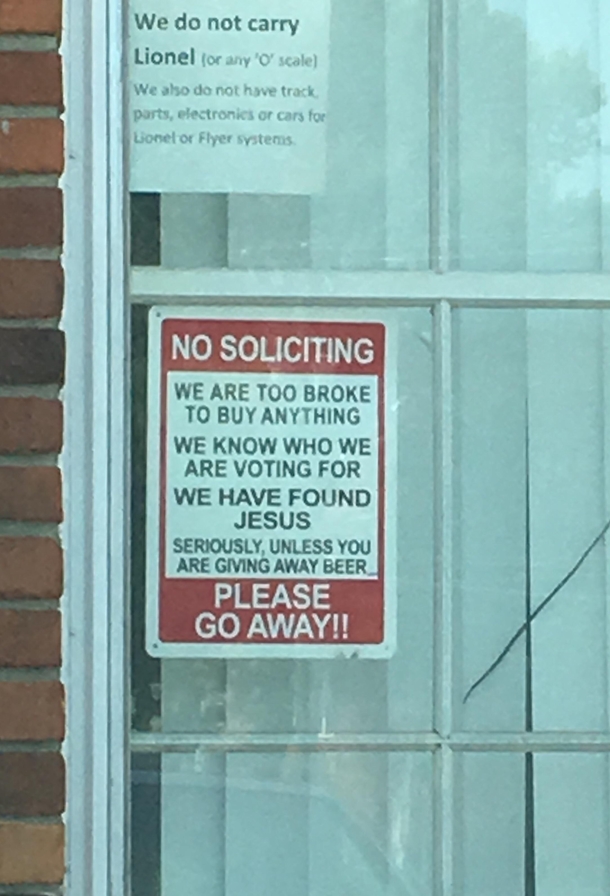 Best No Soliciting Sign everpicture was taken at a local store today