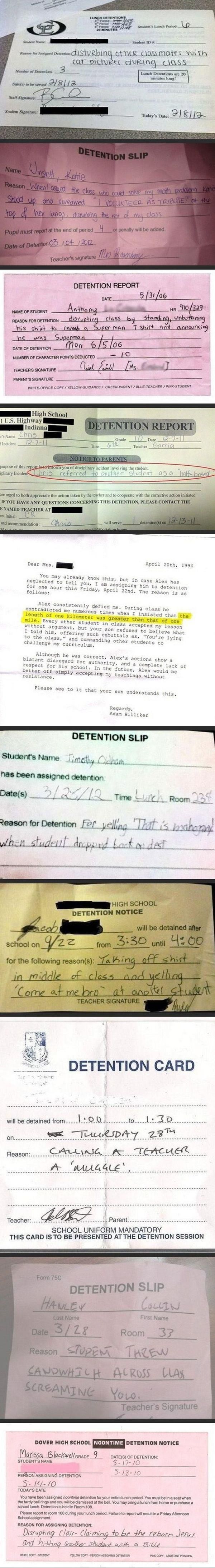 Best reasons to get detention Ever The first student was probably on Reddit 