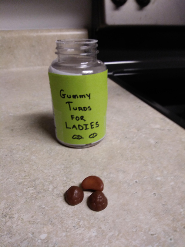 BF thinks my vitamins look like poo Hes not wrong