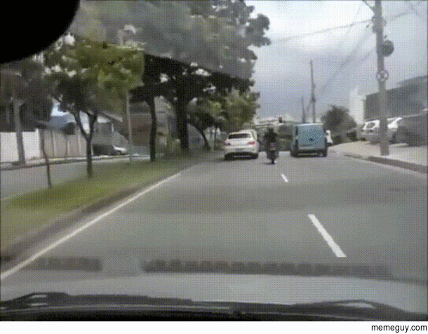 Biker kicks a car