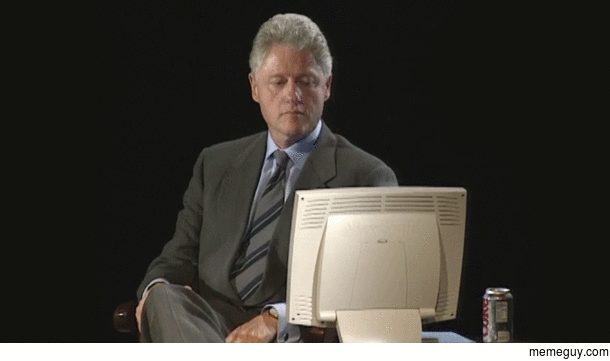 Bill Clinton giving a thumbs up at his  internet town hall