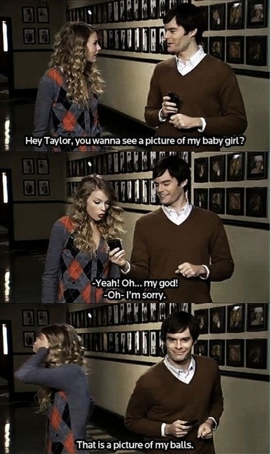 Bill Hader sharing a picture with Taylor Swift