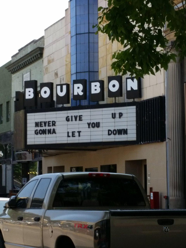 Billboard at venue Rick-rolling