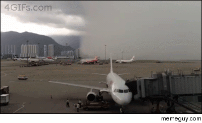 Black rainstorm conditions at Hong Kong airport