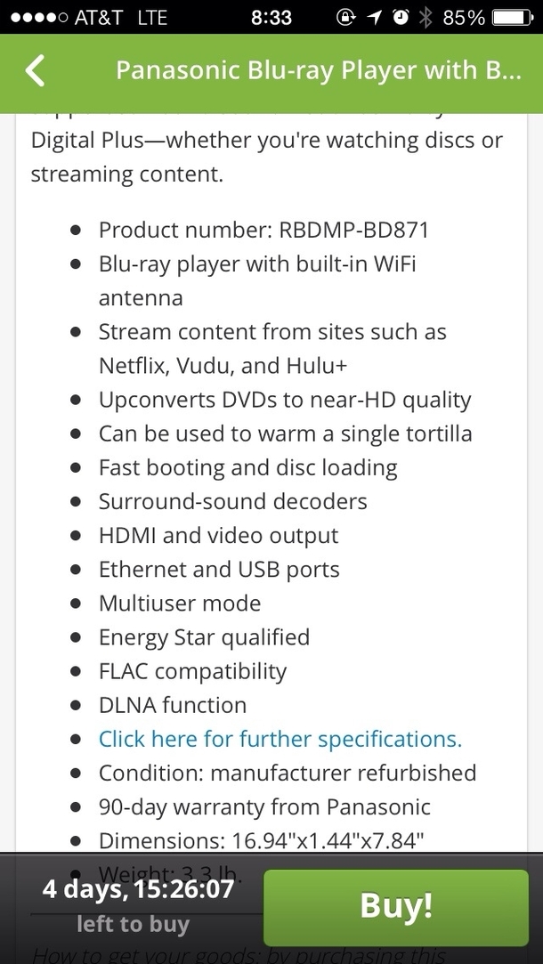 Blu-ray player comes with a bonus feature