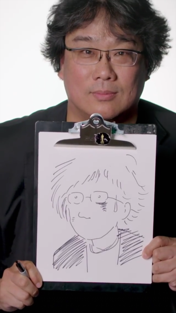 Bong Joon-ho when asked to draw a Quick Self Portrait According to him he isnt good at sketching
