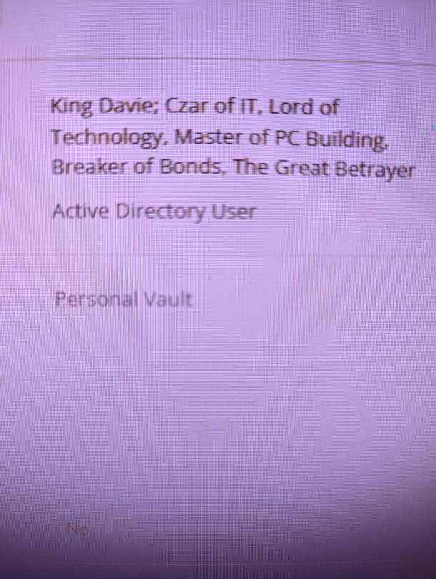 Boss had a bad day so I edited our former Sysadmins credentials