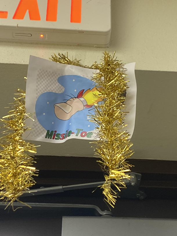 Boss installed a missile toe at the entranced of the office
