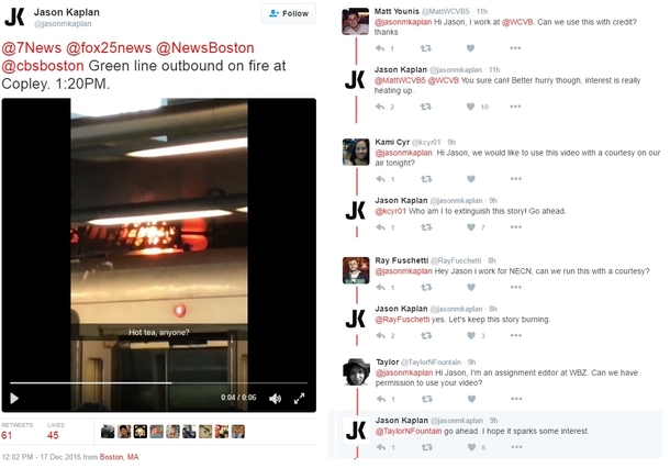Boston man tweets a video of a train on fire but the real action is in the replies