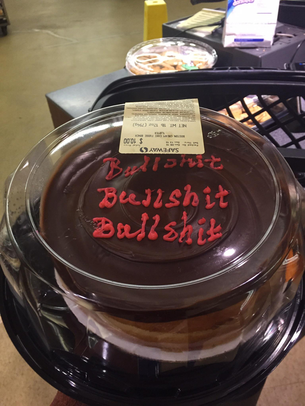 Bought a cake for my coworkers last day Didnt believe shed actually leave
