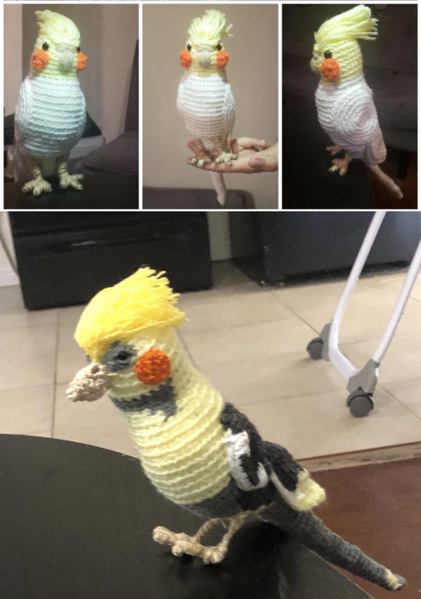 Bought a crocheted Cockatiel online but it wasnt as cute as the example pictures