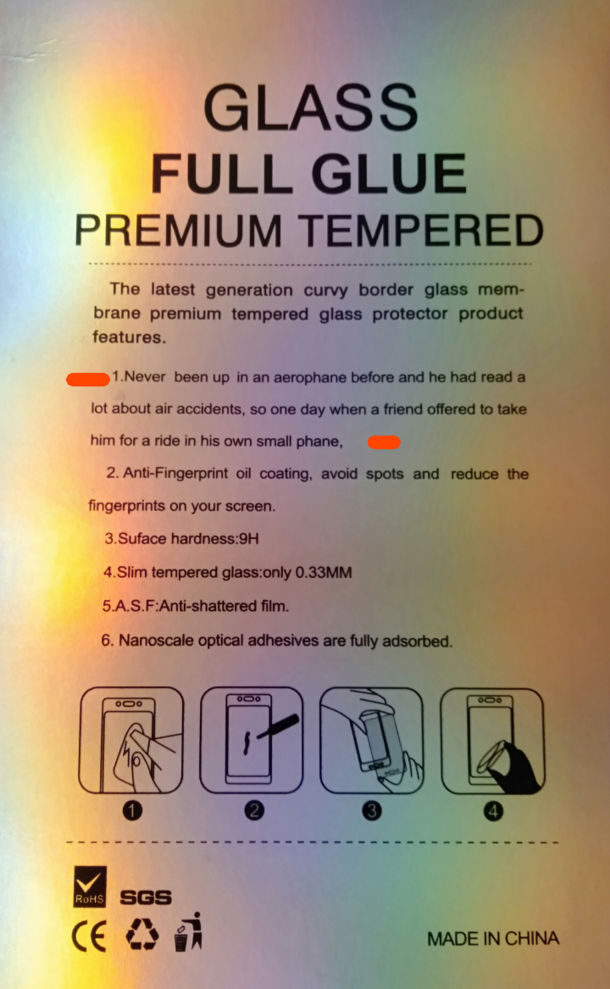 Bought a new screen protector for my phone The first feature listed on the box is pretty unexpected