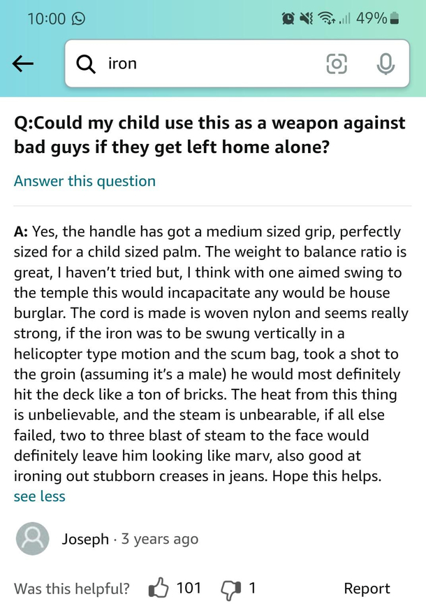 Bought an iron purely on this wonderful information