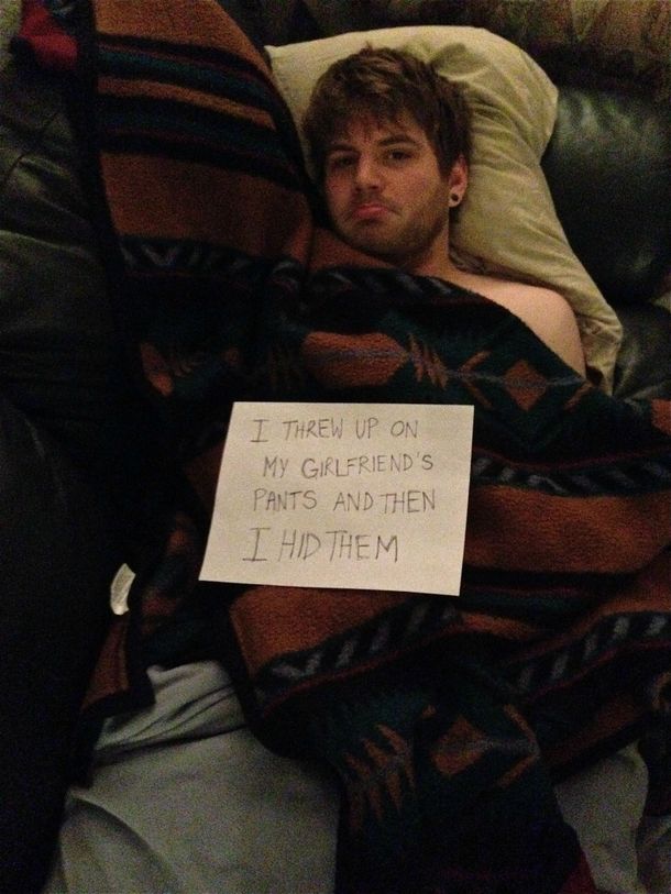 Boyfriend shaming after a night of heavy drinking Now were even