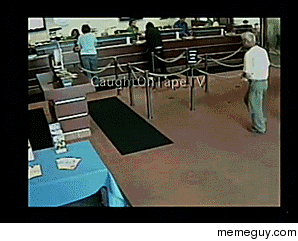 Brave grandpa tackles bank robber