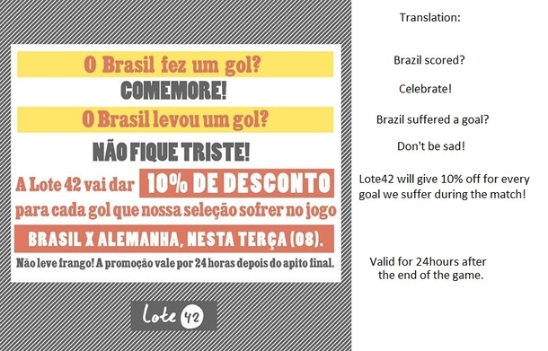 Brazilian store offers  discount for every goal received by Brazil during todays match
