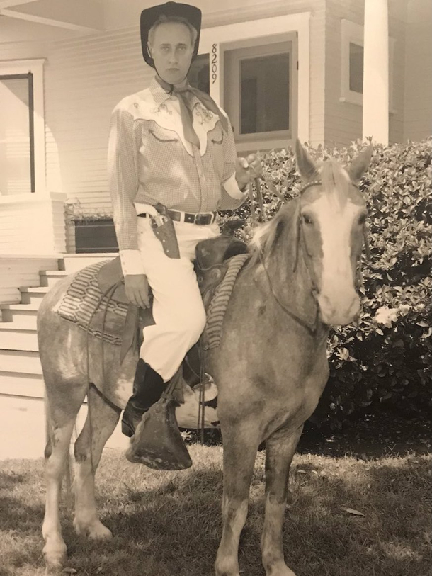 Brent Spiner horsing around