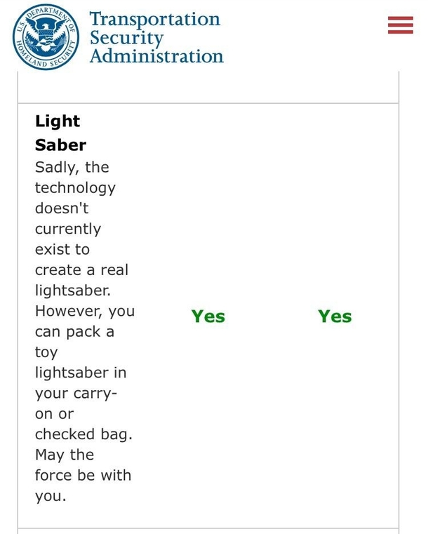 Bring your light saber on your next trip