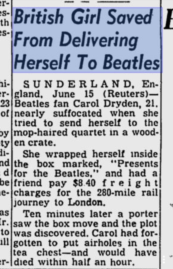 British girl saved from delivering herself to Beatles
