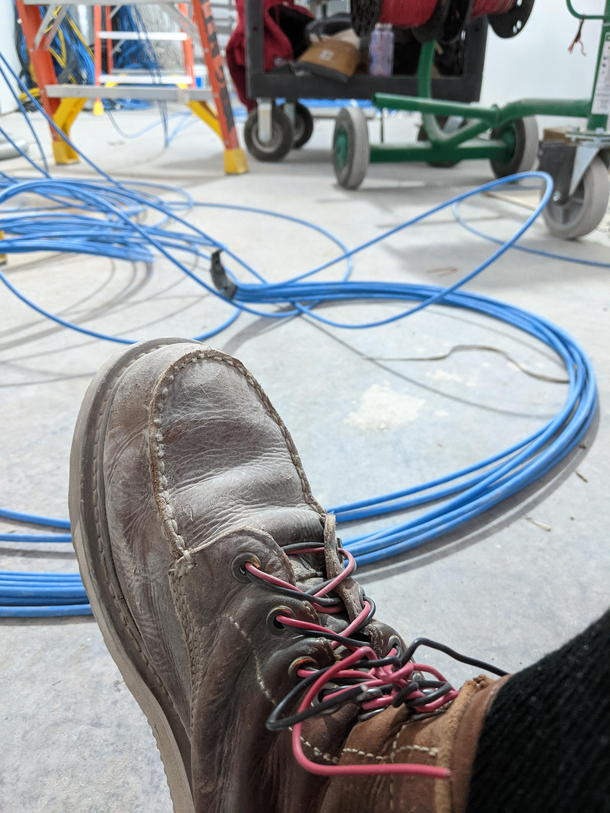 Broke my shoelaces at work and had to improvise