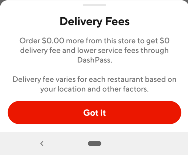 But I did order  more worth of food still had to pay delivery fee 