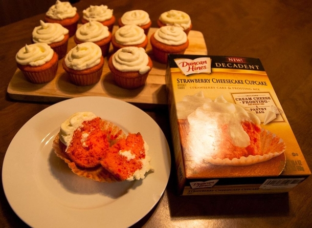 By jove I think I did okay First time using a piping bag and now I know how the filling end up in cupcakes