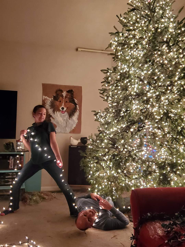 By the time we get through  lights my daughter is ready to strangle me