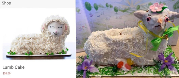 Cake ordered for Easter vs the one that was waiting at the store I guess they thought a  discount was enough make up for the mess