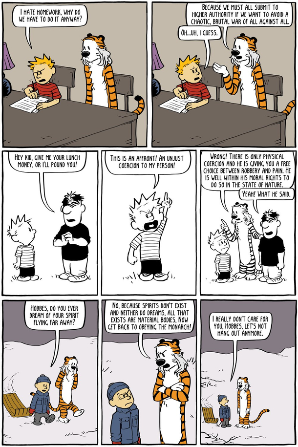 Calvin and Thomas Hobbes from Existential Comics