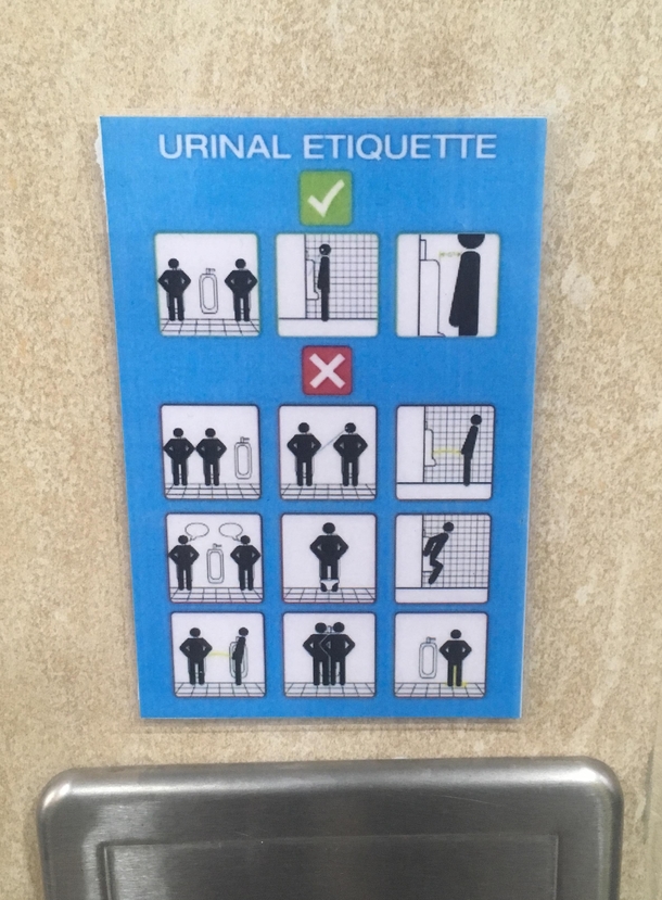 Came across this urinal etiquette poster Read the instructions carefully before you proceed