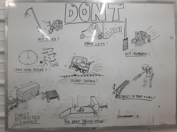 Came back to my shift to find some of my drawings on the white board have been improved All of these things may have happened here