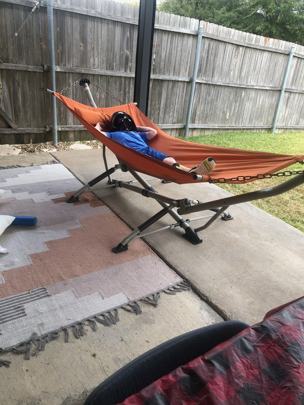 Came outside to check on my son who said he was going to take a nap I think hes living his best life
