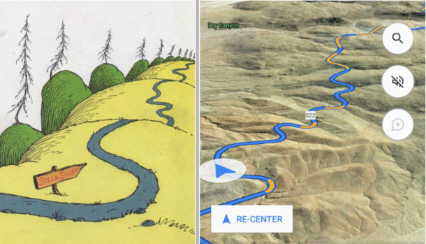 Can you tell which is the Dr Seuss illustration and which is my GPS directing me