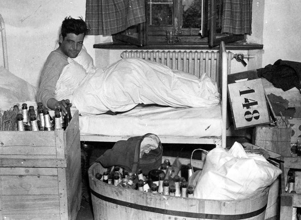 Capt Lewis Nixon of Easy Company the morning after V-E Day The booze comes from Hermann Grings house