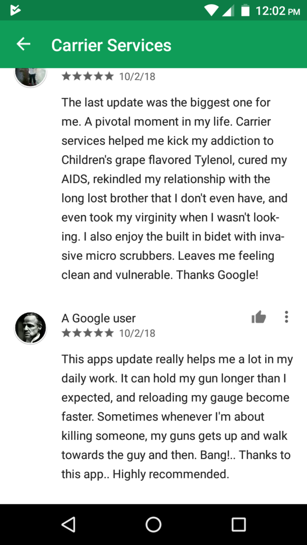 Carrier Services reviews are hilarious 