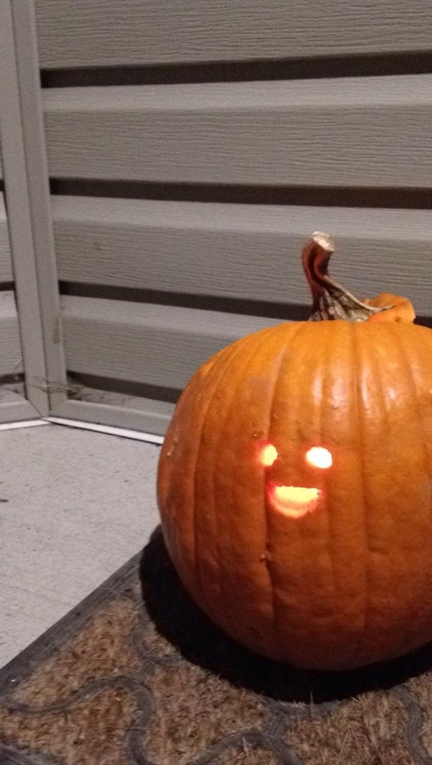Carved our pumpkin today