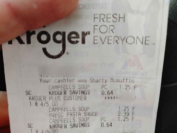 Cashier at my local Kroger was super helpful