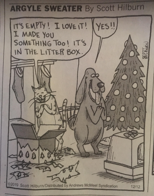 Cats and dogs sharing the spirit of giving