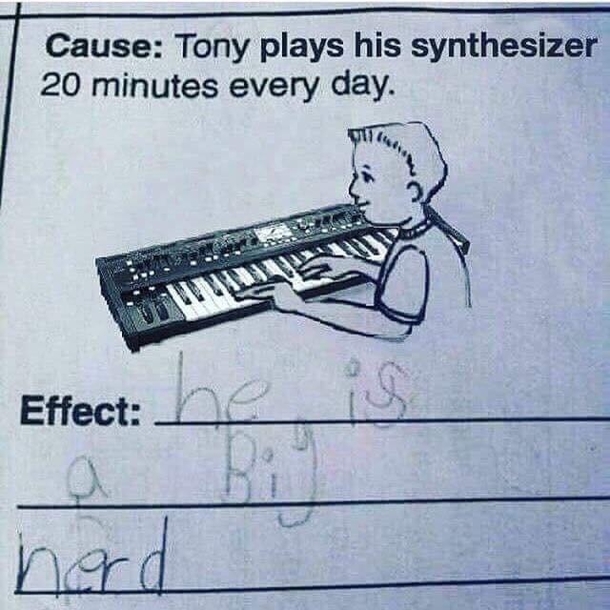 Cause Tony plays his synthesizer  minutes every day