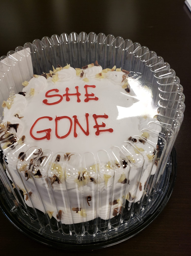 Celebrating my first divorceversary and the office girls bought me a cake