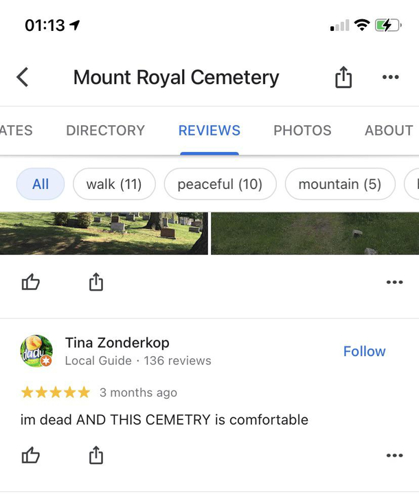 Cemetery Google review