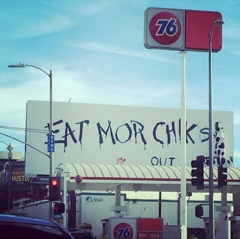 chik fil a ad vandalized