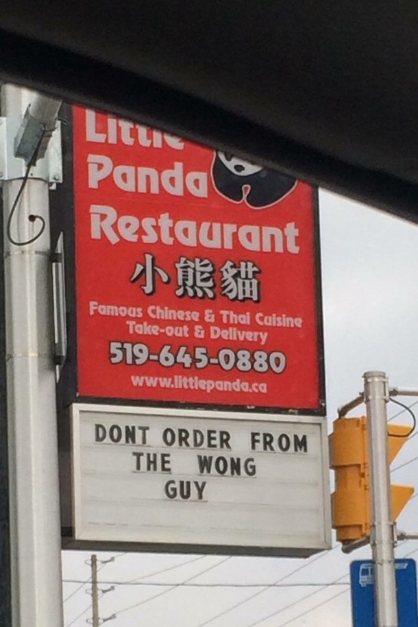 Chinese restaurant in my town is doing it right