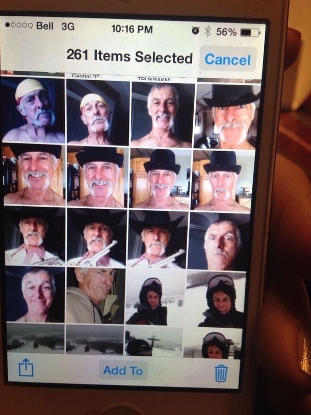 Cleaning out my fathers phone when I see a variety of selfies he took while shaving his beard off He showed these to no one and Im pretty sure Hitler is one of them