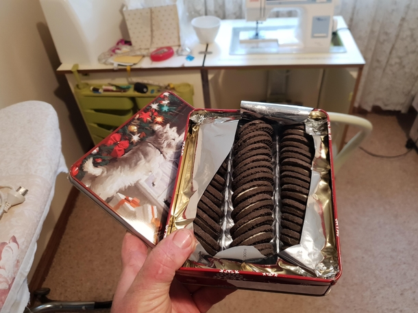 Cleaning out my late Nans sewing room and found a biscuit tin that actually had biscuits in it