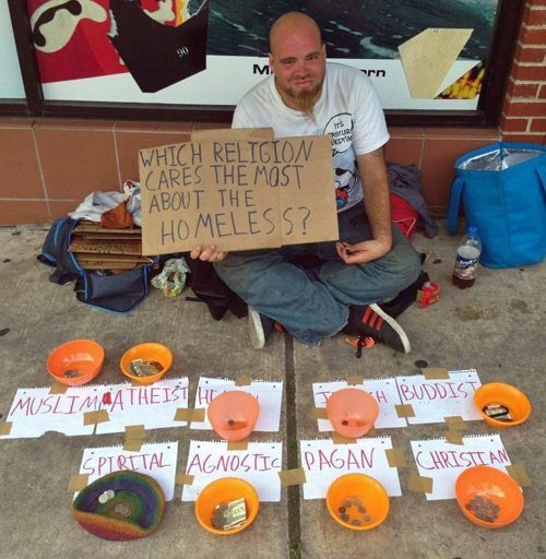 Clever homeless sign